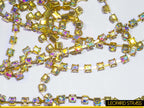Rhinestone Cup Chain - Crystal AB on Gold Chain
