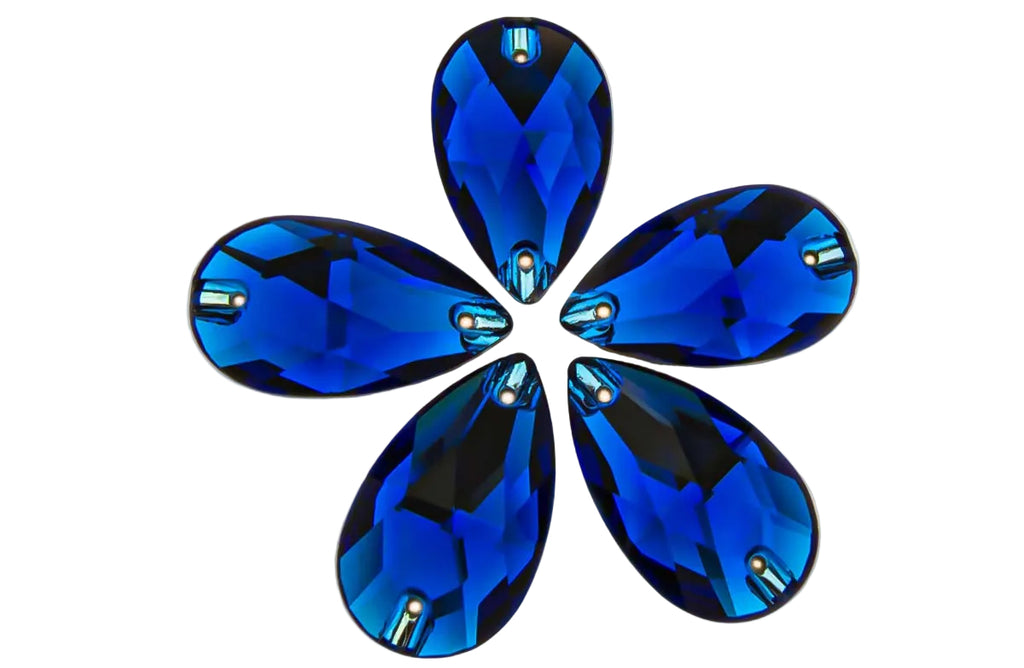 Sapphire / Sew-on stone : Teardrop : Glass