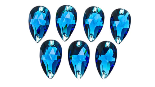 Blue Zircon / Sew-on stone : Teardrop : Glass