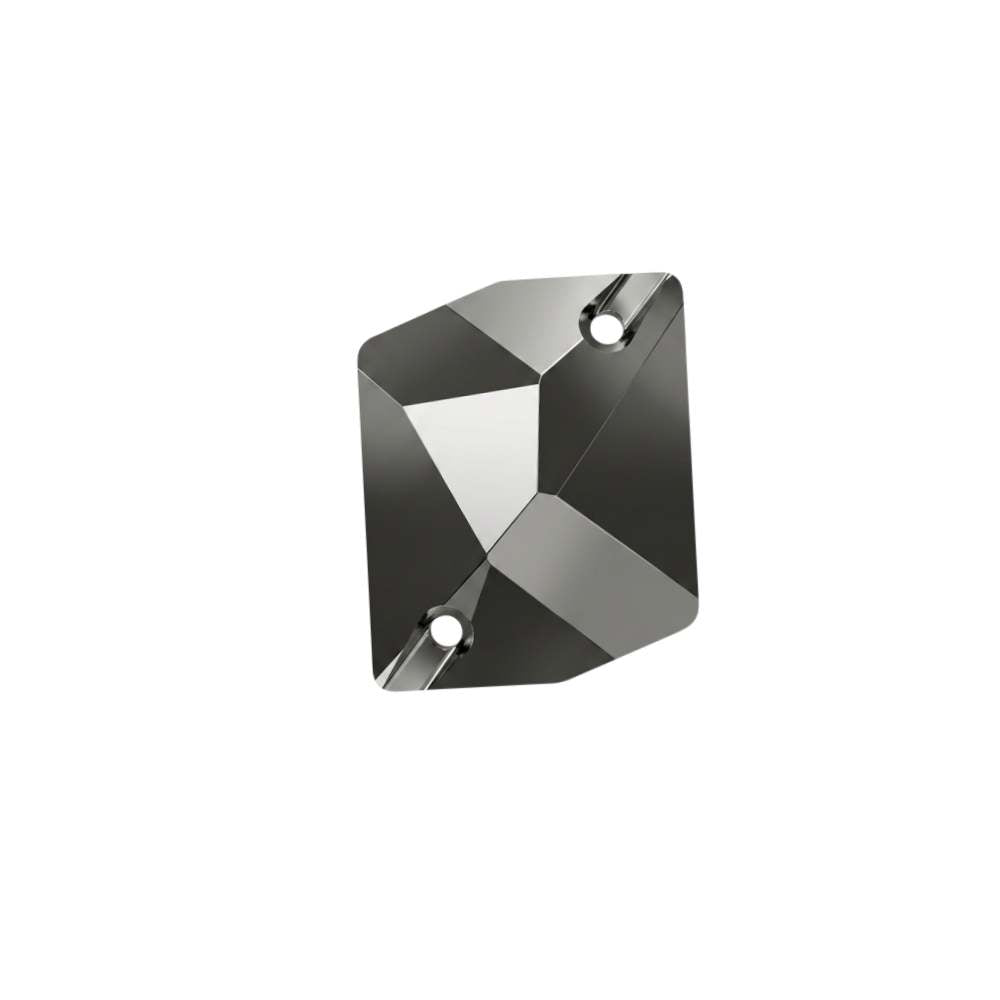 Hematite Jet / Sew-on stone : Hexadone : Glass