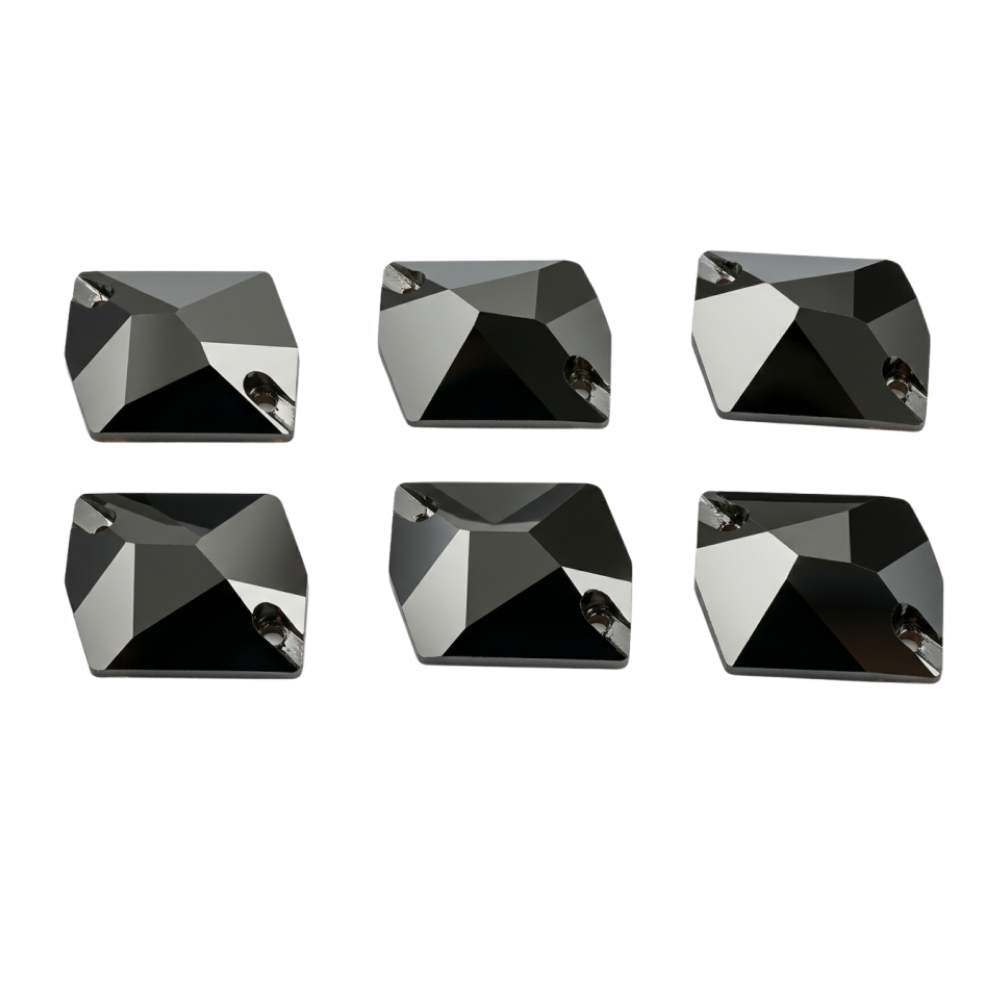 Hematite Jet / Sew-on stone : Hexadone : Glass