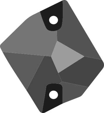 Hematite Jet / Sew-on stone : Hexadone : Glass