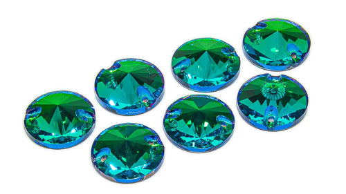 Bluey Green / Sew-on stone : Sphero : Glass