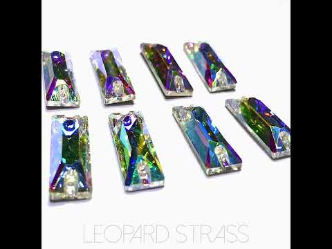 Crystal AB / Sew-on stone : Baguette : Glass