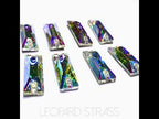 Crystal AB / Sew-on stone : Baguette : Glass