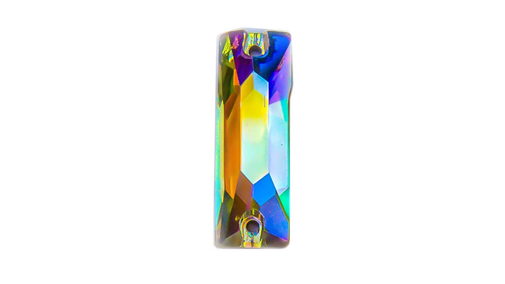 Crystal AB / Sew-on stone : Baguette : Glass